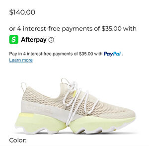 SOREL Women's Kinetic Impact Lace sneakers in a cream/moonstone color w yellow